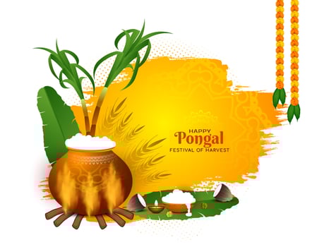 Happy pongal south Indian festival background design vector