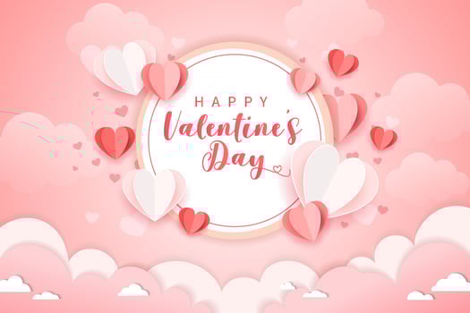 valentine day background with paper cut style vector