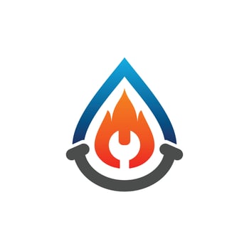 Water drop combination with fire ,wrench and Pipa ,vector logo design vector