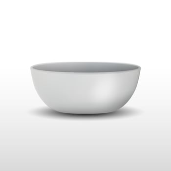 Realistic White Ceramic Bowl, Detailed Mockup Vector isolated on a background