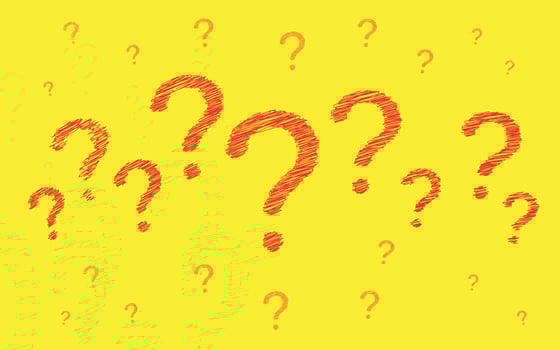 Question point symbol. Vector image in a cartoon style help. Quiz sign background red and yellow question mark