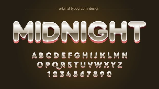 rounded metallic 3d uppercase typography vector
