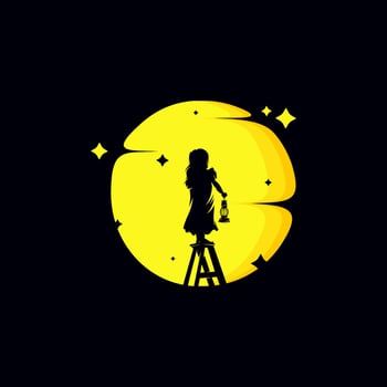 Kids Reaching Stars Logo Design vector