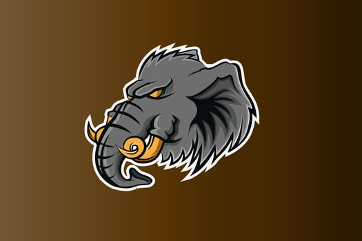 Elephant head e sport logo flat design vector