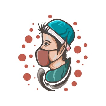 the character of a Muslim is wearing a mask, to fight the virus vector