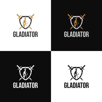 Gladiator shield sword logo vector