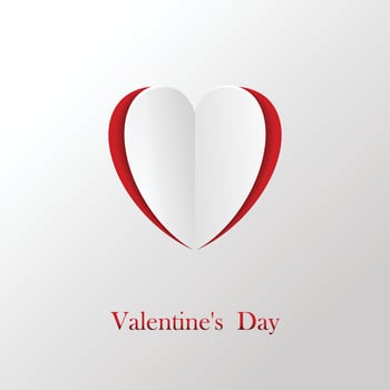 Happy Valentine's day With paper heart on red background. Illustrator vector