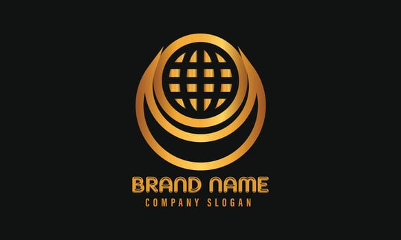 Golden colour glove brand logo design. vector