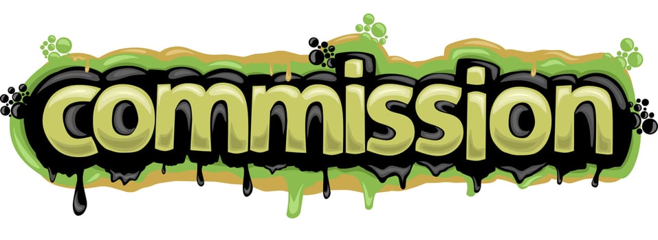 COMMISSION writing vector design on white background