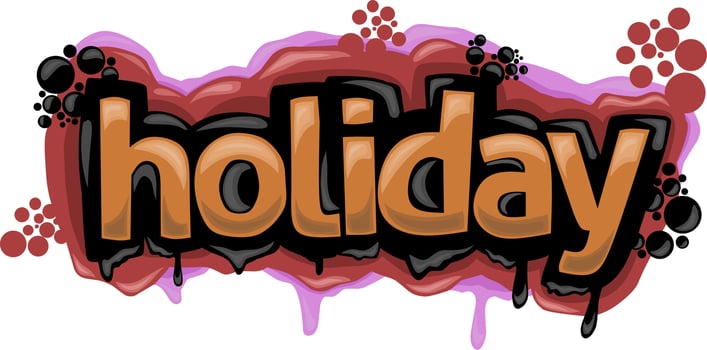 HOLIDAY writing vector design on white background