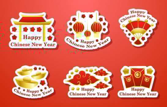 Chinese New Year Sticker Collection vector