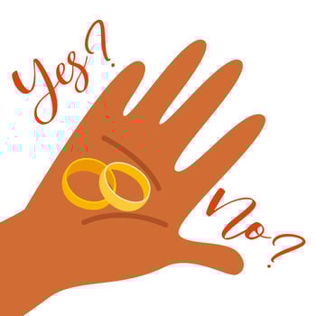 Marriage proposal and she said YES. Vector illustration.
