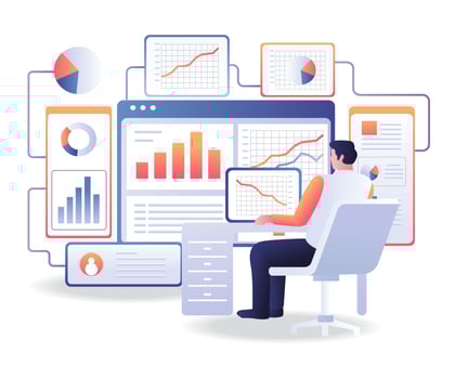Seo Optimization analyzing data for investment business vector
