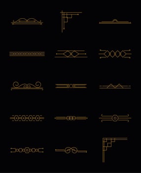 fifteen golden art deco vector