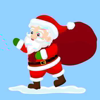Santa Claus with red bag full of gifts vector
