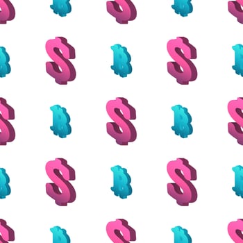 Bitcoin and dollar icon seamless pattern. Endless background for websites and applications. image vector