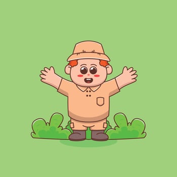 cute adventure boy illustration vector