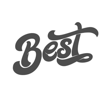 Word BEST white isolated background. Modern brush Calligraphy. Vector. Template for design of logo, signs and labels. Suitable for phrases best of, choice, seller, wishes, quality, buy, mom, friends vector