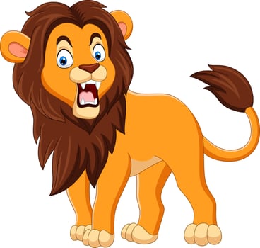 Cartoon lion roaring isolated on white background vector