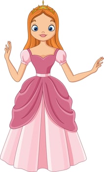 Cartoon beautiful princess in pink dress vector