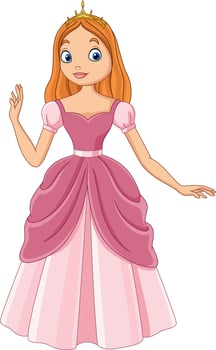 Cartoon beautiful princess in pink dress vector
