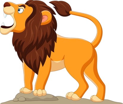 Cartoon lion roaring isolated on white background vector