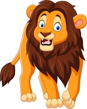 Cartoon happy lion isolated on white background vector