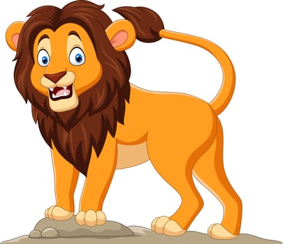 Cartoon happy lion on white background vector
