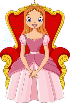 Cartoon beautiful princess sitting on the throne vector