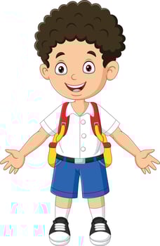 Cartoon happy school boy in uniform vector