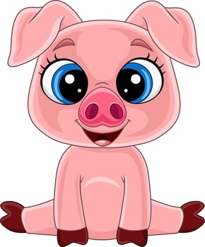 Cartoon cute baby pig sitting vector