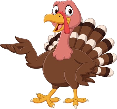 Cartoon turkey presenting on white background vector