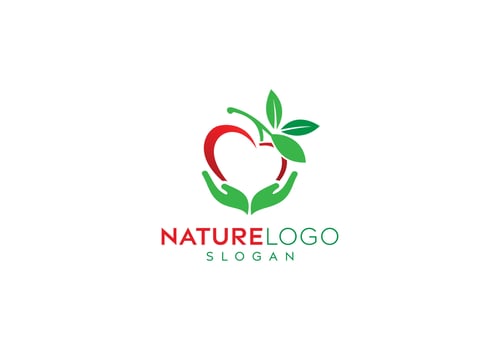 Apple fruits leaf logo vector design, leaf care logo, apple logo design, natural food vector logo design