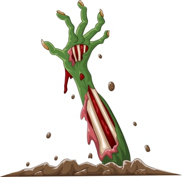Cartoon halloween zombie hand out of the ground vector