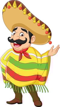 Cartoon funny mexican man presenting vector