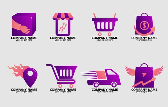 Set of Grocery Delivery Logo Element vector