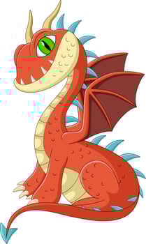 Cartoon dragon on white background vector