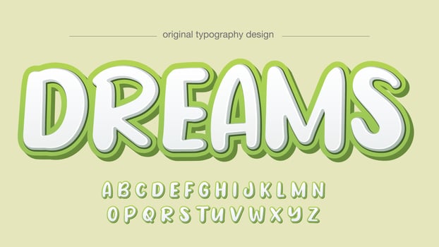 white and green 3d cartoon graffiti typography vector