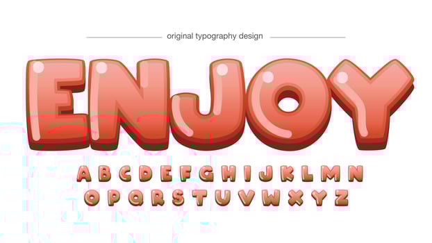 red bubble glossy cartoon typography vector