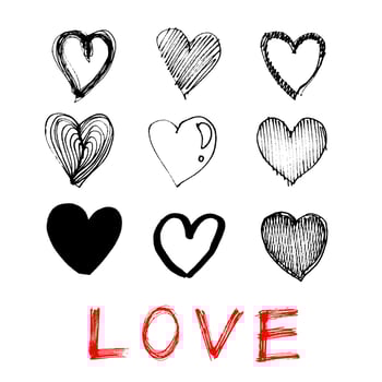 hand drawn illustration of heart love icon on white background vector