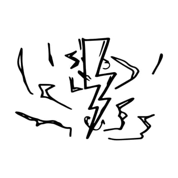 hand drawn vector doodle electric lightning bolt symbol sketch illustrations. thunder symbol doodle icon.