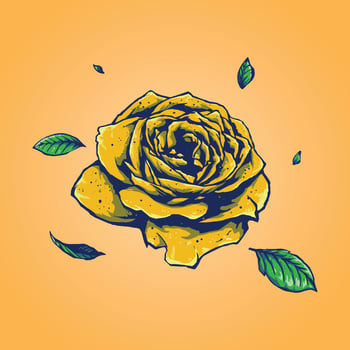 yellow rose and leaf illustration vector