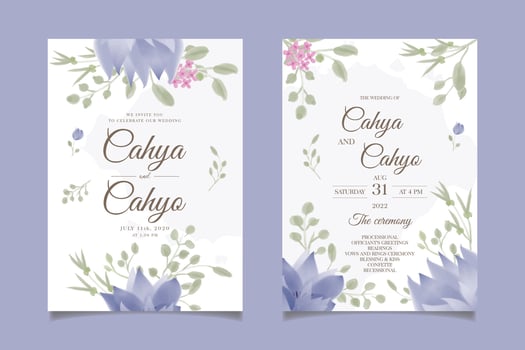 save the date watercolor floral Frame wreath with bouquet background abstract vector