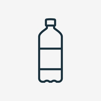 Water Bottle Line Icon. Plastic Bottle for Beverage, Mineral Water, Juice and Soda Linear Icon. Isolated Vector Illustration.