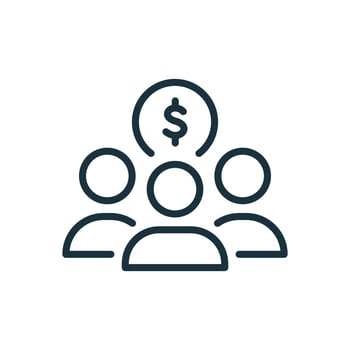 Fund of Donation Linear Icon. Charity and Donation Concept. Organization and Community Charitable Foundation. Financial Help for People Line Pictogram. Vector illustration.