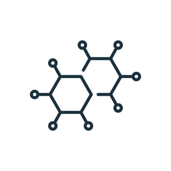 Structure Network Molecular Line Icon. Atom Connect Structure Linear Pictogram. Shape Molecule Hydrogen, Oxygen, Water Outline Icon. Isolated Vector Illustration.