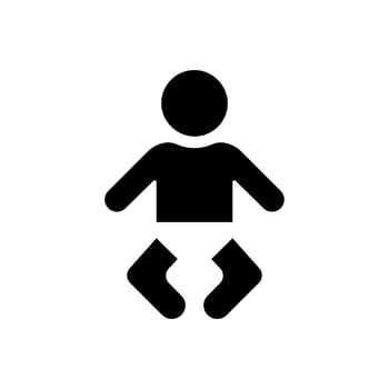 Baby in Diaper Silhouette Icon. Sign of Toilet Room with Station for Changing Nappy. Childcare WC Symbol. Nursery Room Sign. Restroom for Mother and Child Icon. Isolated Vector Illustration.