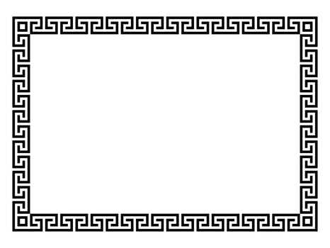 Square frame with seamless winding pattern. Meandros, decorative frames, are built from continuous lines, formed into repeated motifs. Greek fret or Greek key. Vector illustration.