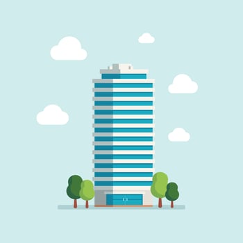 Company building in flat style. Vector Illustration