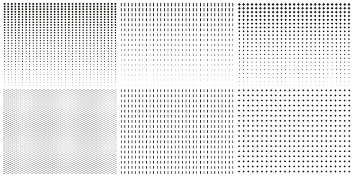 Halftone Dotted Gradient. Abstract Black and White Raster. Gradient Geometric Rectangles Dots Background. Fade Half Tone Pattern. Isolated Vector Illustration.